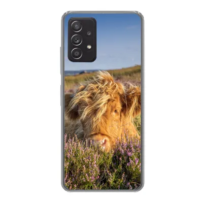 Produktbild von MuchoWow® Handyhülle Schutzhülle Hülle für Samsung Galaxy A33 5G Schottische Highlander - Heide - Gras - Tiere Silikon Softcase Handy Hülle - Kartenhalter