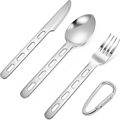 Produktbild von Reisebesteck-Set, 4-teilig, Camping, Picknick, Edelstahl