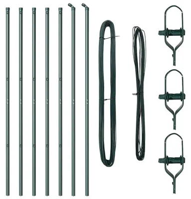 Produktbild von Verzinkte Stahl-Zaunpfähle, Set mit 7 Stück, grün