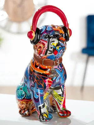 Zdjęcie produktu dla Gilde Figur, Bulldogge, "Street Art", Graffiti, Kunstharz, mehrfarbig, VE 2, L. 20.5 cm, B. 13 cm, H. 30 cm 36769 4063387367698