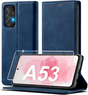 Produktbild von 2023 Upgraded A53 Samsung Galaxy A53 Handyhülle Leder Schutzhülle Blau