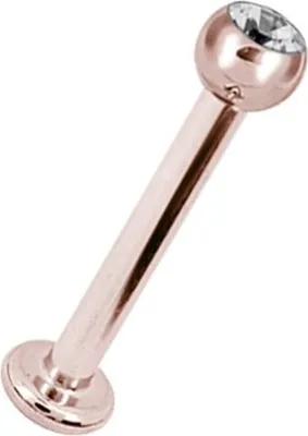 Immagine prodotto di Karisma titanio oro rosa G23 labret tragus helix lip 3mm stone ball white spessore 1,2mm - 8,0 millimetri