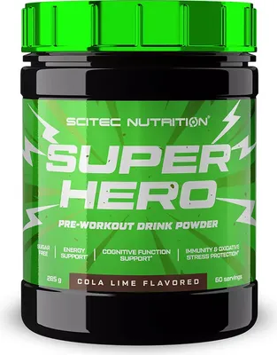 Produktbild von Scitec Nutrition SUPERHERO Pre-Workout Drink Powder 285 g Cola-Lime