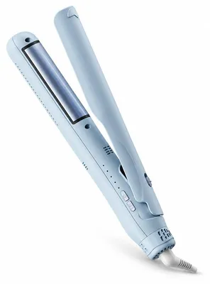 Produktbild von Glätteisen 2-in-1, gebogene Stylingplatten für glattes und lockiges Haar, 4 Temperaturstufen 140-200 °C, 60 Min Abschaltung, Blau