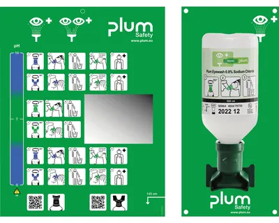 Produktbild von Plum Augenspülstation, incl. Fl., 500 ml und Wandhalter