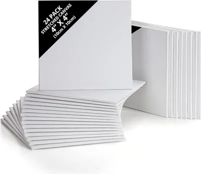 Produktbild von Belle Vous Leinwand zum Bemalen Set (24 Stk.) - 10x10 cm - Bespannte Leinwand Rahmen - Für Acrylfarben und Ölmalerei sowie zum Skizzieren und Zeichnen