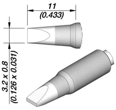Obrázek produktu pro JBC pájecí hrot řady C245E, C245161E/3,2 x 0,8 mm, dláto C245161E