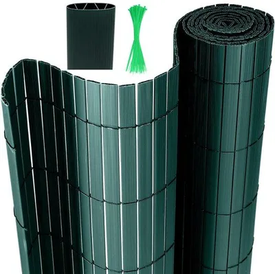 Immagine prodotto di Recinzione da giardino in PVC da 9x5 m a forma di W verde - Protezione dal vento e dalle intemperie per terrazze e giardini