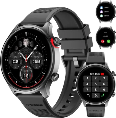 Produktbild von RIVERSONG Smartwatch mit Telefonfunktion 1.52 Zoll Fitness Tracker Herzfrequenz SpO2 & Schlafmonitor 100+ Sportmodi Pedometer iOS & Android