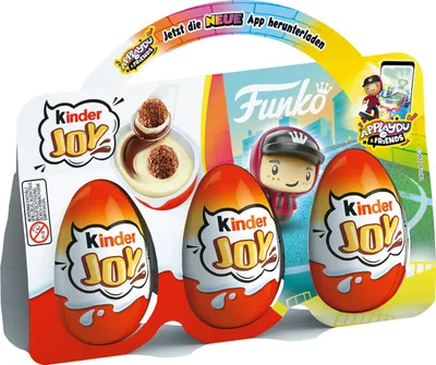 Produktbild von Kinder Joy vajíčka s mliečnym krémom a lieskovými orieškami chrumkavé guľôčky 3s 60g