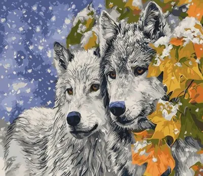 Produktbild von Malen nach Zahlen: Winterwölfe, 40x50 cm