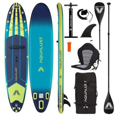 Obrázok produktu pre AQUALUST 12.0 iSUP Board Stand Up Paddle Surfboard nafukovací kompletný set 365cm - Obsah: board set+kajak pádlo+sedadlo