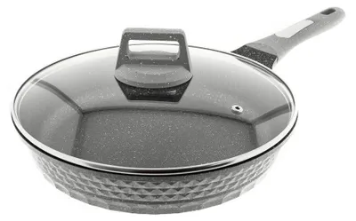Immagine prodotto di Padella Almina con coperchio in vetro Ø28 cm in alluminio pressofuso con rivestimento antiaderente Grigio