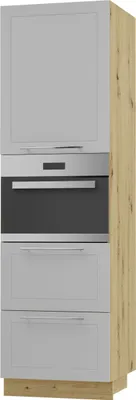 Produktbild von Backofenschrank KVANTUM Teilauszug 60cm Korpus- & Frontfarbe wählbar (Q-D14/RU/2M/356),dust grey matt,eiche artisan