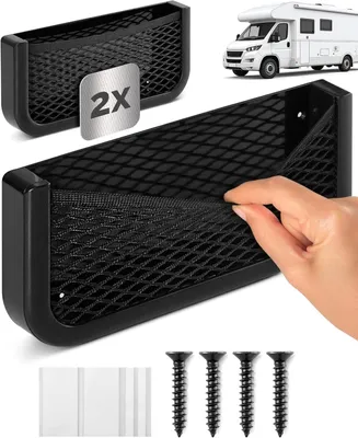 Produktbild von Aufbewahrungsnetz 2 Stücke, Kunststoff und elastisch, mit Montagematerial, für Wohnmobil