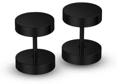 Produktbild von Ohrstecker mit Schraubverschluss Edelstahl 316L Schwarz 4–16mm Fake Plug Tunnel - 8 mm