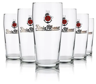 Produktbild von 6x König Pilsener Bierglas 0,3l Willi Becher Pokal Gläser Set Brauerei Gastro