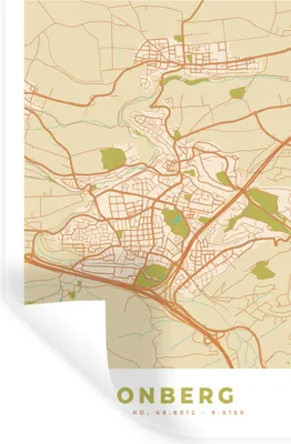 Obrázok produktu pre MuchoWow® Nálepka na stenu - Mapa - Vintage - Leonberg - Mapa - Mapa mesta - 40x60cm - Samolepiaca a polohovateľná