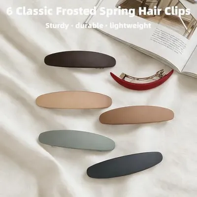 Produktbild von 6 französische Haarspangen für Damen und Mädchen in Vintage-Farben, für alle Haartypen, mit automatischem Volumenclip, mehrfarbig