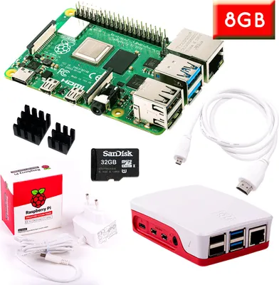Produktbild von Raspberry Pi 4 (8GB RAM) Bundle 32GB, weiß