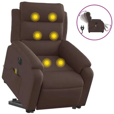 Produktbild von Elektrischer Massagesessel mit Aufstehhilfe Dunkelbraun Stoff