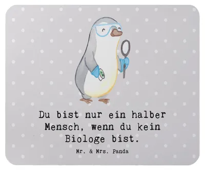 Produktbild von Mr. & Mrs. Panda Mauspad Biologe Herz - Grau Pastell - Geschenk, Spruch, Witzig, Bachelor, laptop mousepad, Mouse Pad, computer, mausteppich, Master, Studium