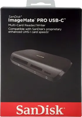 Produktbild von SanDisk ImageMate PRO USB-C, CF, MicroSD (TransFlash), MicroSDHC, MicroSDXC, SD, SDHC, SDXC, Schwarz, 312 Mbit/s, USB 3.2 Gen 1 (3.1 Gen 1) Type-C, 123 mm, 57,9 mm