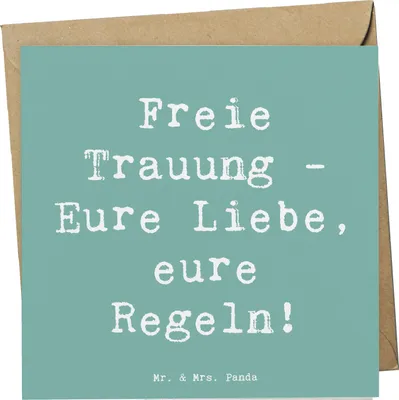 Produktbild von Mr. & Mrs. Panda faltkarte Spruch Freie Trauung Liebe Regeln - Meeresbrise - Geschenk, Geschenke, Heiraten, anlasskarte, Heirat, doppelkarte, unkonventionelle Hochzeit