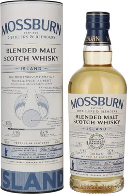 Produktbild von Mossburn Cask No.1 Smoke&Spice Island Blended Malt Scotch Whisky 46% Vol. 0,7 l