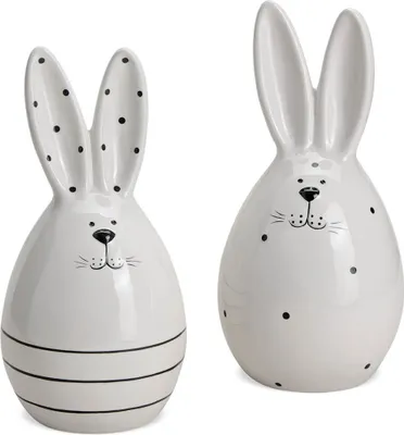 Produktbild von Osterhasen weiß schwarz 2er Set 18 cm