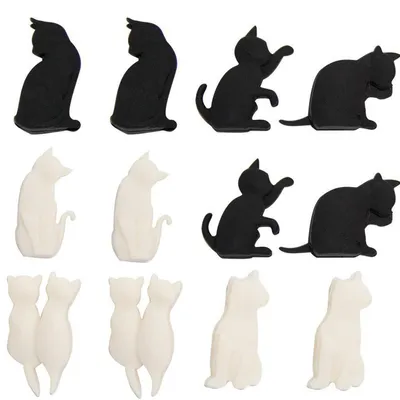 12 Katzenschwanz-Glasmarker aus Silikon, schwarz-weiß, wiederverwendbar