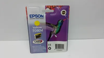 Produktbild von Epson Hummingbird Singlepack Yellow T0804 Claria Photographic Ink, Standardertrag, Gelb, Tinte auf Pigmentbasis, 7,4 ml, 1 Stück(e), Einzelpackung