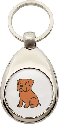 Produktbild von Huuraa Schlüsselanhänger Bordeauxdogge Comic Bordeauxi Metall Schlüsselring Einkaufswagenchip Geschenkidee