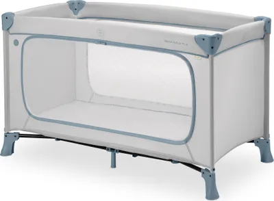Produktbild von Hauck Kinderreisebett Dream N Play Plus mit Transporttasche und Großen Schlupf zum Spielen, Klein Zusammenklappbar, Dusty Blue