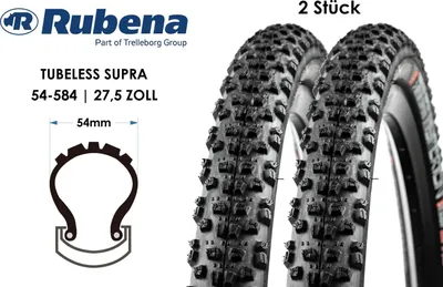 Produktbild von 2 Stück 27.5 Fahrrad Reifen RUBENA Hyperion Top Design MTB 27.5x2.10 Faltreifen TLR 54-584