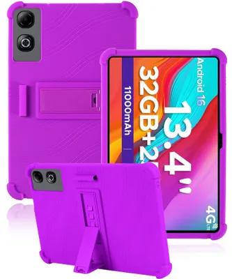 Image de Étui de protection pour tablette Doogee Tab G6 Max 13,36 pouces, en silicone souple résistant aux chocs, avec support, couleur violet