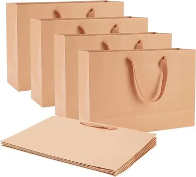 10 Stück Rechteckige Kraftpapierbeutel für Hochzeiten und Feiern, 40x28x12cm, Nachhaltig, Wiederverwendbar, Umweltfreundlich