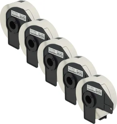 Produktbild von vhbw 5x Rolle mit Halter 29mm x 90mm (400 Etiketten) kompatibel mit Brother PT QL500BW, QL-550, QL-560, QL560VP, QL-500, QL-500A, QL500BS Drucker Weiß