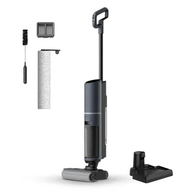A vacuum cleaner and its accessories are displayed against a white background.