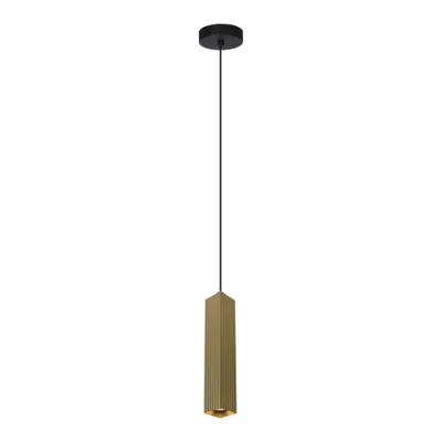 Zdjęcie produktu dla Lampa wisząca nowoczesna do salonu kuchni nad wyspę złota kwadratowa tuba w prążki 1xGU10 10W TECNO Italux
