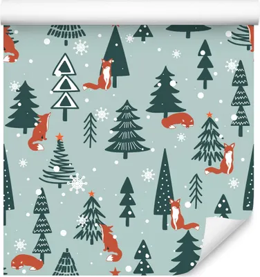 Produktbild von 10m VLIES TAPETE Rolle Kinderzimmer Wald Bäume Füchse Winter Schnee XXL