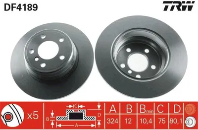 Immagine prodotto di 2x TRW DF4189 Disco freno asse posteriore