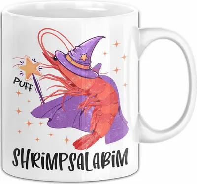 Produktbild von Shrimp-Liebhaber Tasse Geschenk Shrimpsalabim Geschenkidee Zauberer Becher (Weiß)