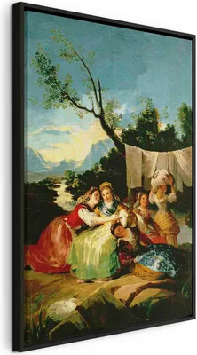 Produktbild von Italienischer Leinwand Leinwandbild - The Washerwomen before (Francisco Goya) 60x90 cm Reproduktionen l-E-10663-b-a