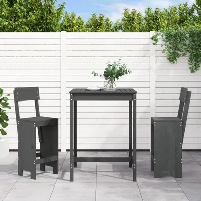 Produktbild von "2026 Promotion" 3-tlg. Gartenbar-Set Grau Massivholz Kiefer - Gartenmöbelset CC9454
