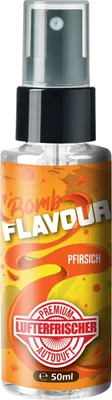 Produktbild von FLAVOUR BOMB Pfirsich - Autoduft mit Pfirsich Geruch - Premium Lufterfrischer für den Auto-Innenraum neutral