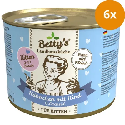 Produktbild von Bettys Landhausküche Katze Dose Kitten Hühnchen mit Rind 200 g