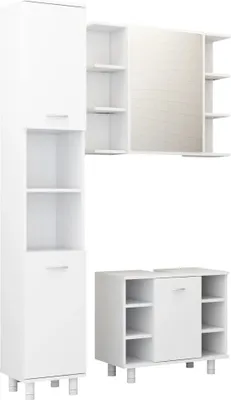 Produktbild von vidaXL 3-tlg. Badmöbel-Set Weiß Holzwerkstoff
