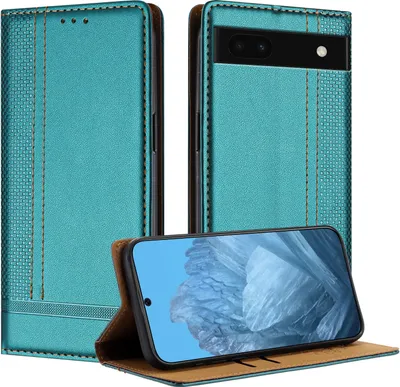 Obrázek produktu pro Pouzdro pro Google Pixel 6A kožené flipové pouzdro s funkcí stojánku zelené