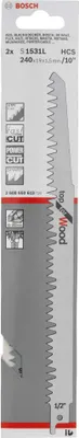Immagine prodotto di Bosch Top for Wood S 1531 L - Lama per sega - per legno duro, legna da ardere - 2 pezzi - Lunghezza: 240 mm